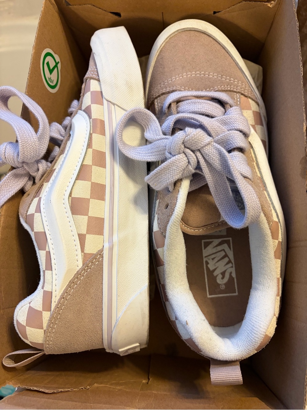 Vans Checkerboard Low-Top Sneakers in Light Pink and White